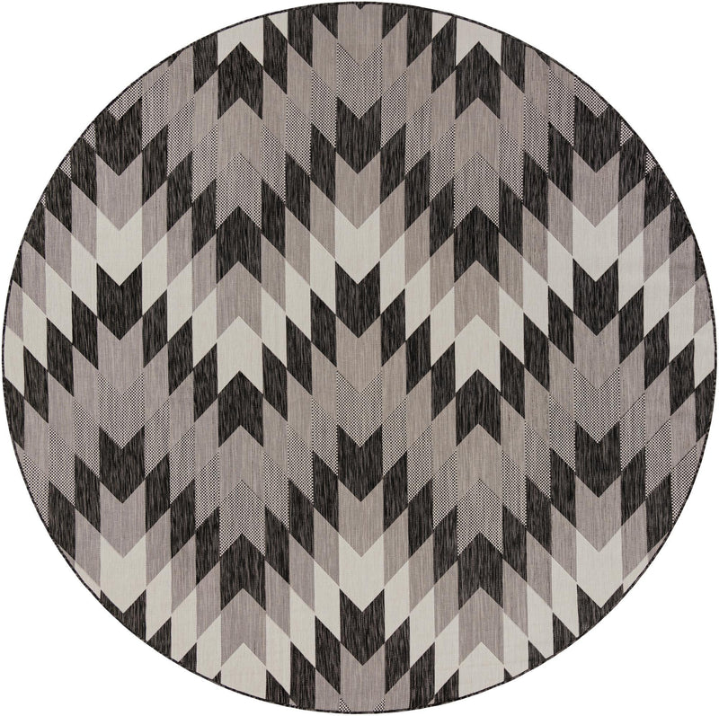 Urban Terrace Collection Area Rug -  Highline Round Black and White  lifestyle 83