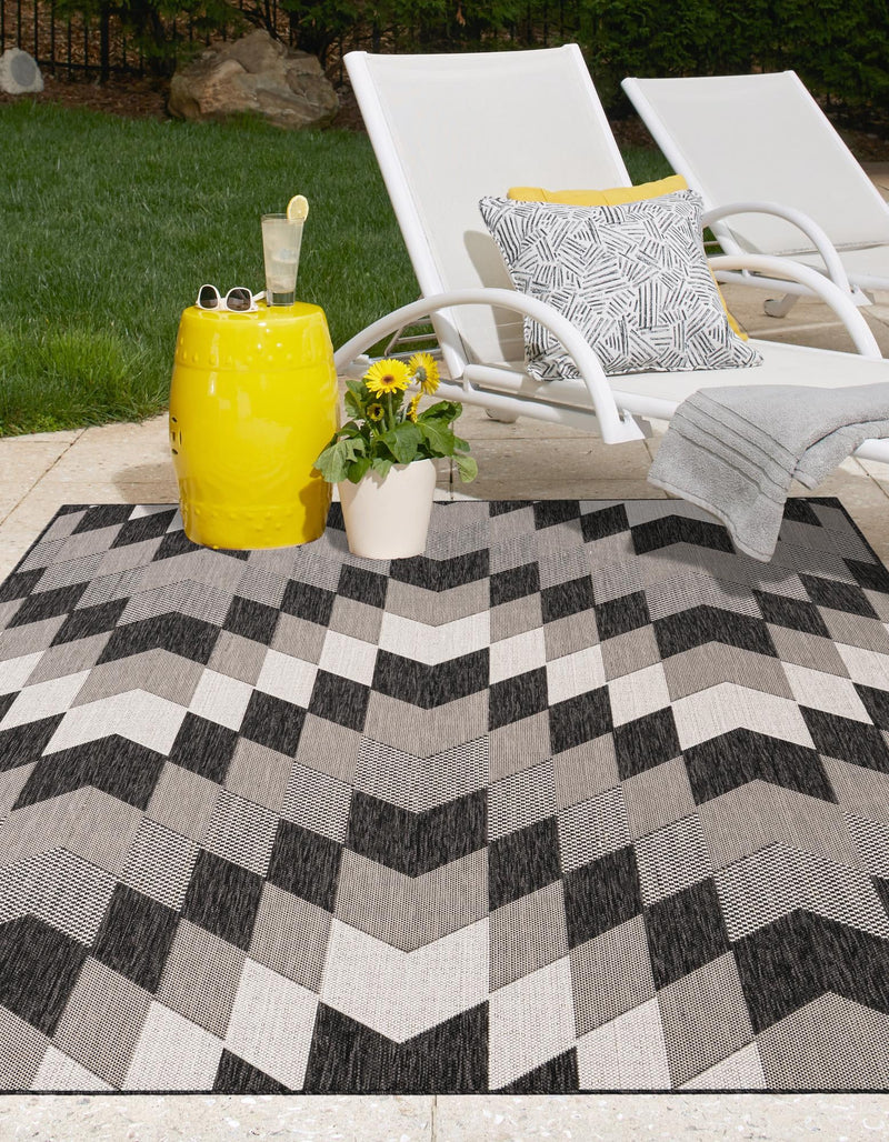 Urban Terrace Collection Area Rug -  Highline Rectangle Black and White  lifestyle 43