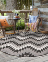 Urban Terrace Collection Area Rug -  Highline Round Black and White  lifestyle 161