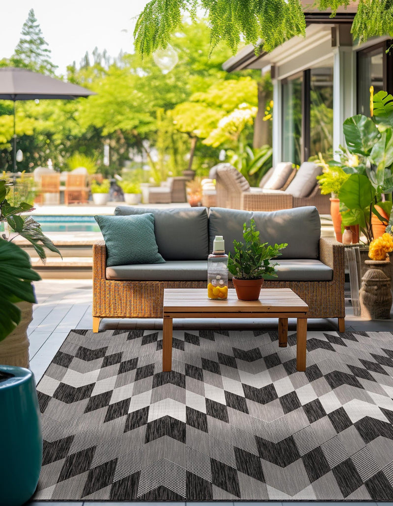 Urban Terrace Collection Area Rug -  Highline Square Black and White  lifestyle 91
