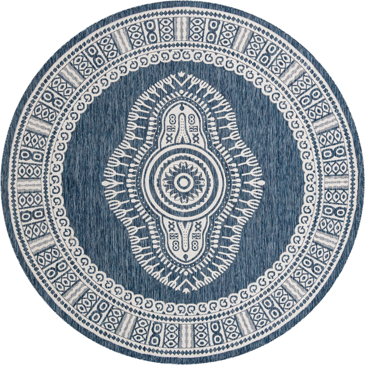 Patio Heritage Collection Area Rug -  Biloxi Round Blue  lifestyle 54