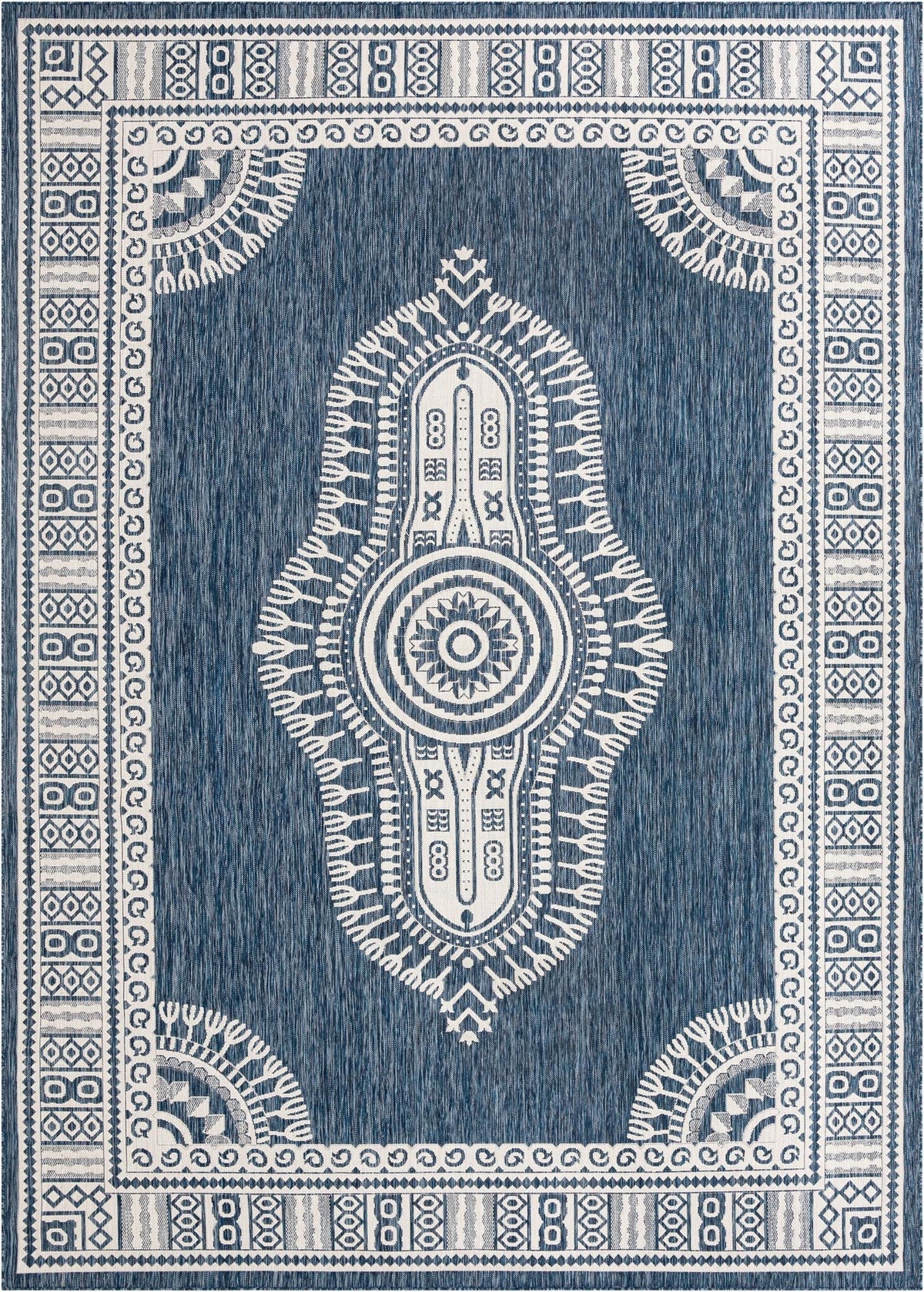 Patio Heritage Collection Area Rug -  Biloxi Rectangle Blue  lifestyle 3
