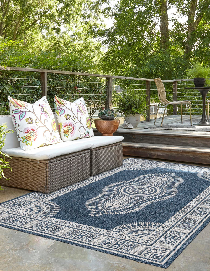 Patio Heritage Collection Area Rug -  Biloxi Rectangle Blue  lifestyle 11