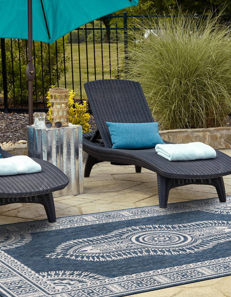 Patio Heritage Collection Area Rug -  Biloxi Rectangle Blue  lifestyle 19