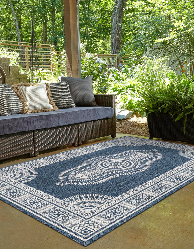 Patio Heritage Collection Area Rug -  Biloxi Rectangle Blue  lifestyle 27