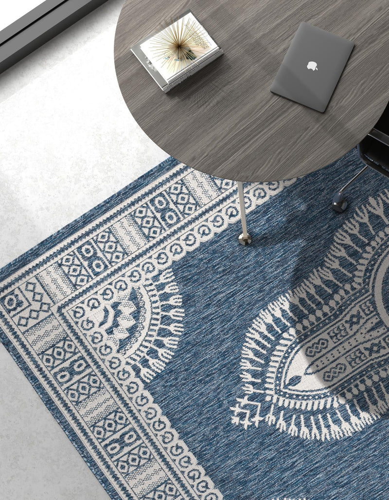 Patio Heritage Collection Area Rug -  Biloxi Rectangle Blue  lifestyle 39