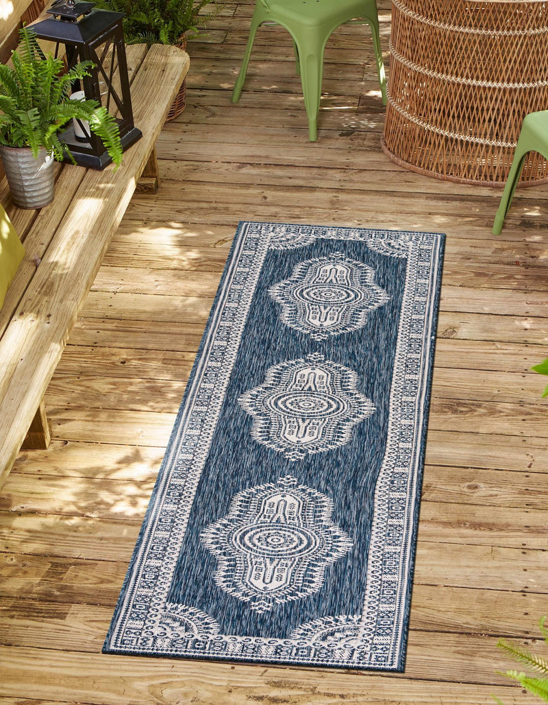 Patio Heritage Collection Area Rug -  Biloxi Runner Blue  lifestyle 50