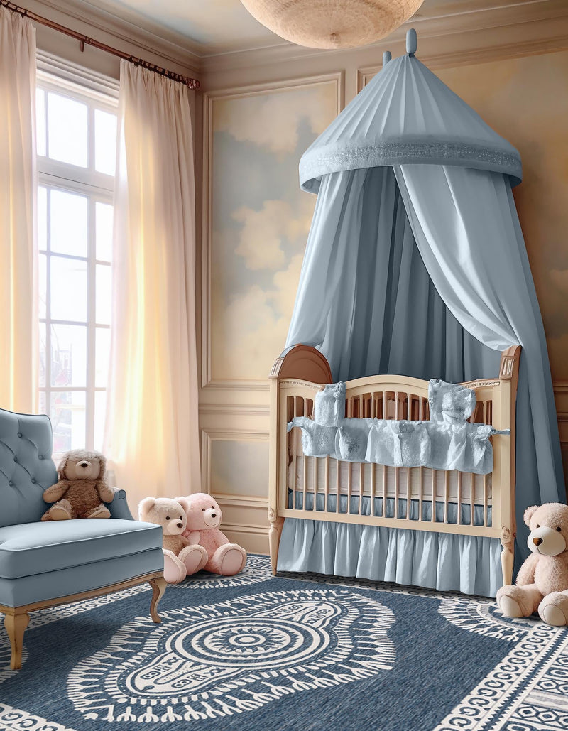 Patio Heritage Collection Area Rug -  Biloxi Square Blue  lifestyle 61