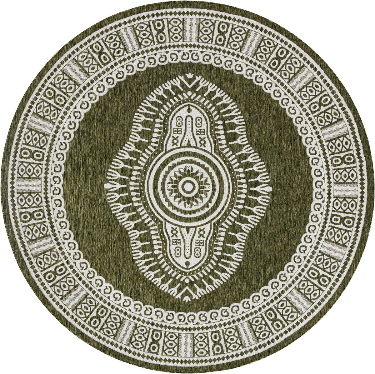 Patio Heritage Collection Area Rug -  Biloxi Round Green  lifestyle 57