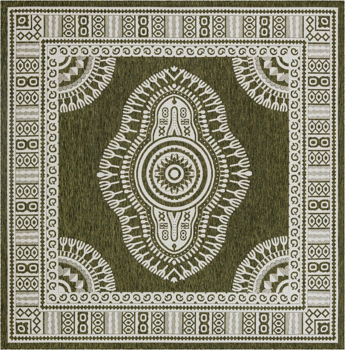 Patio Heritage Collection Area Rug -  Biloxi Square Green  lifestyle 59