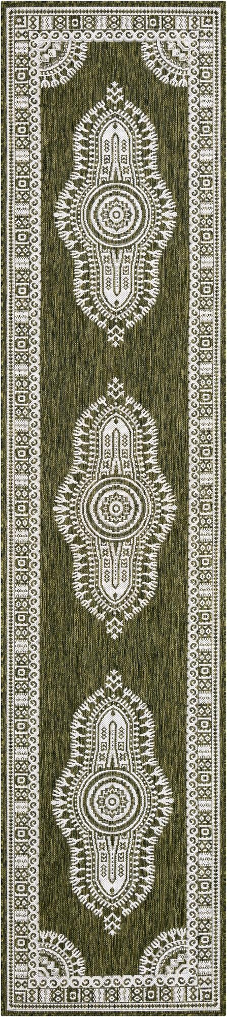 Patio Heritage Collection Area Rug -  Biloxi Runner Green  lifestyle 58