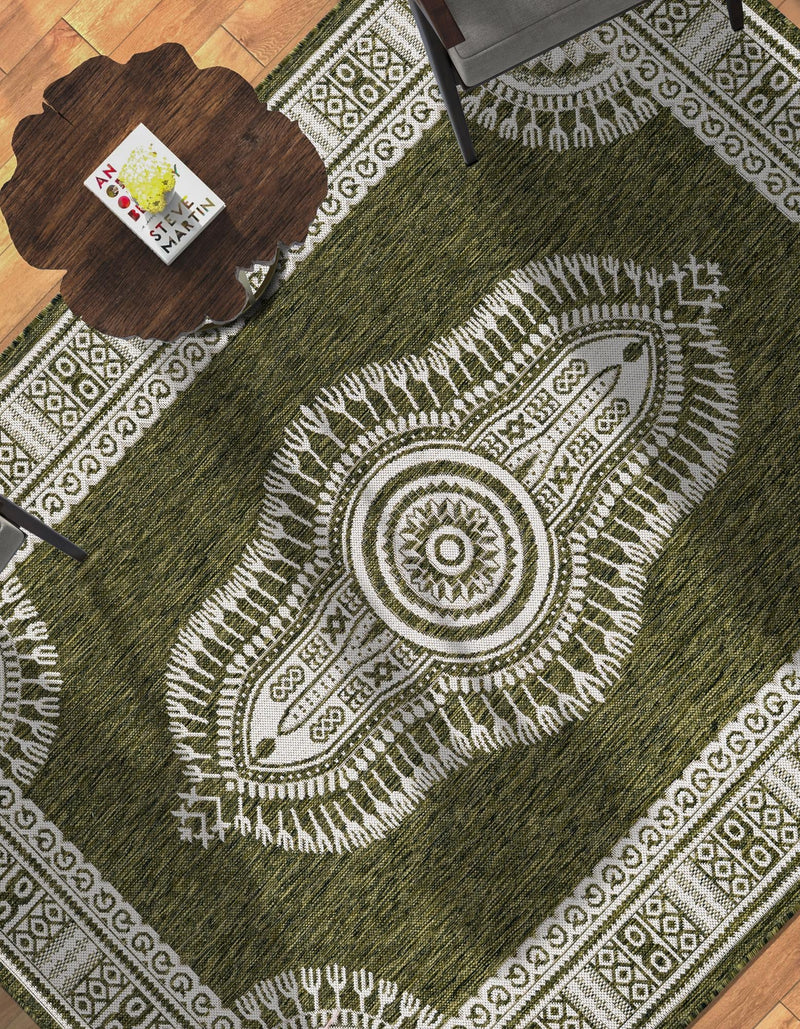 Patio Heritage Collection Area Rug -  Biloxi Rectangle Green  lifestyle 8