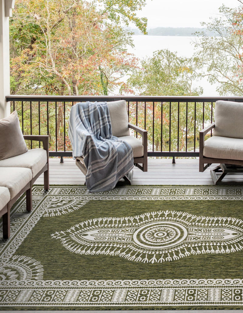 Patio Heritage Collection Area Rug -  Biloxi Rectangle Green  lifestyle 20