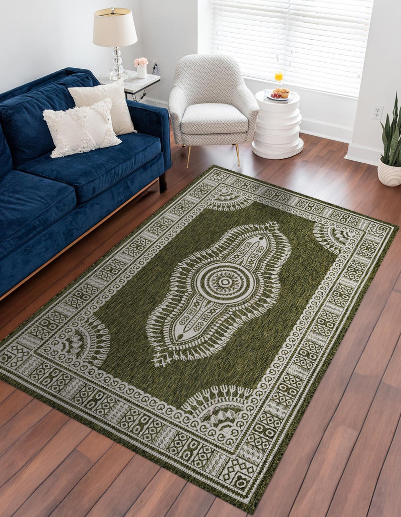 Patio Heritage Collection Area Rug -  Biloxi Rectangle Green  lifestyle 40