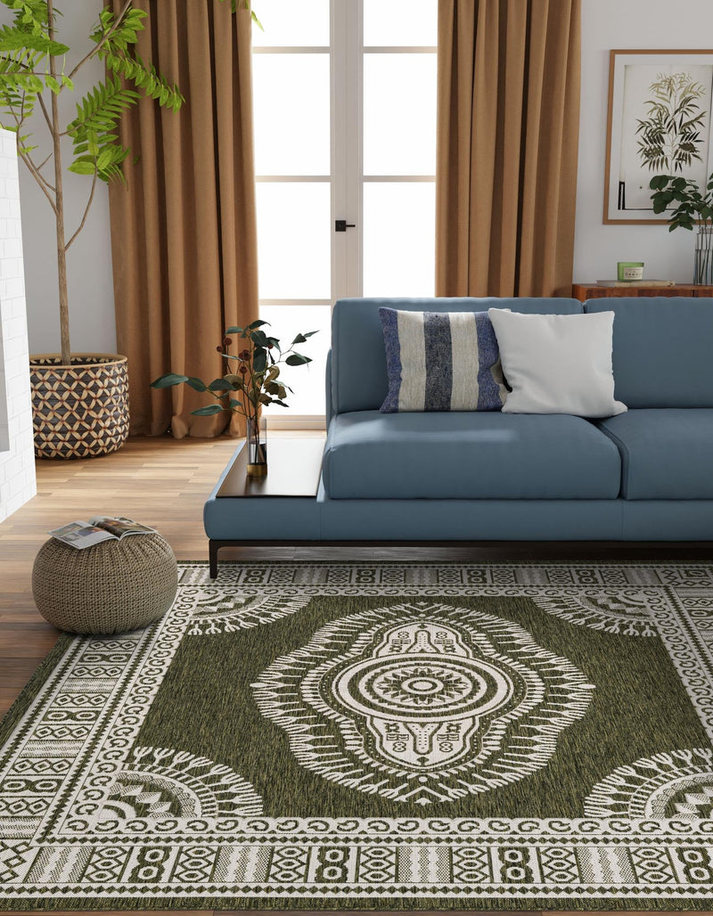 Patio Heritage Collection Area Rug -  Biloxi Square Green  lifestyle 64