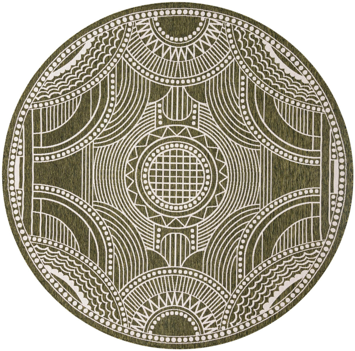 Patio Heritage Collection Area Rug -  Asheville Round Green  lifestyle 33