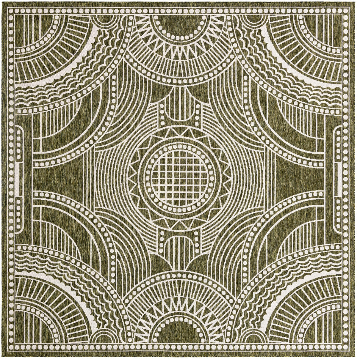 Patio Heritage Collection Area Rug -  Asheville Square Green  lifestyle 34