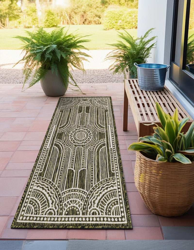 Patio Heritage Collection Area Rug -  Asheville Runner Green  lifestyle 51