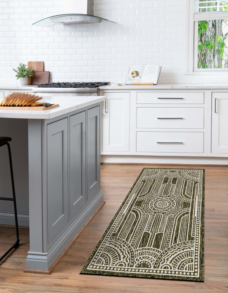 Patio Heritage Collection Area Rug -  Asheville Runner Green  lifestyle 62