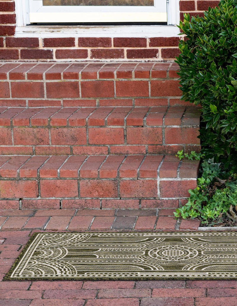 Patio Heritage Collection Area Rug -  Asheville Runner Green  lifestyle 73