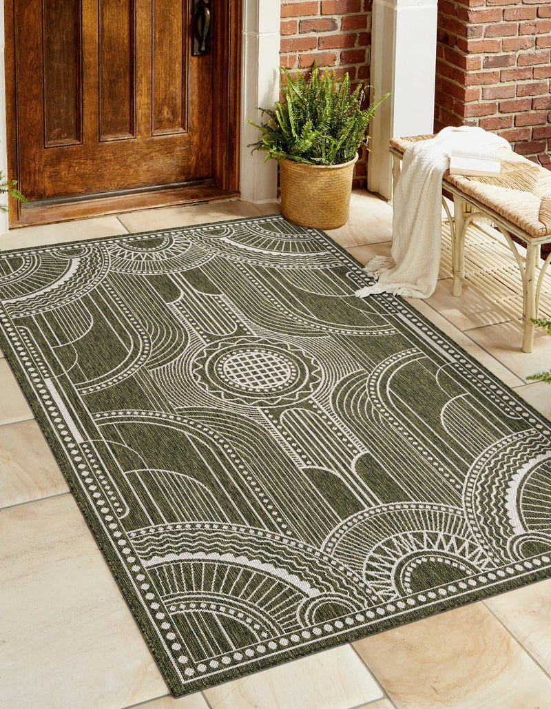 Patio Heritage Collection Area Rug -  Asheville Rectangle Green  lifestyle 7
