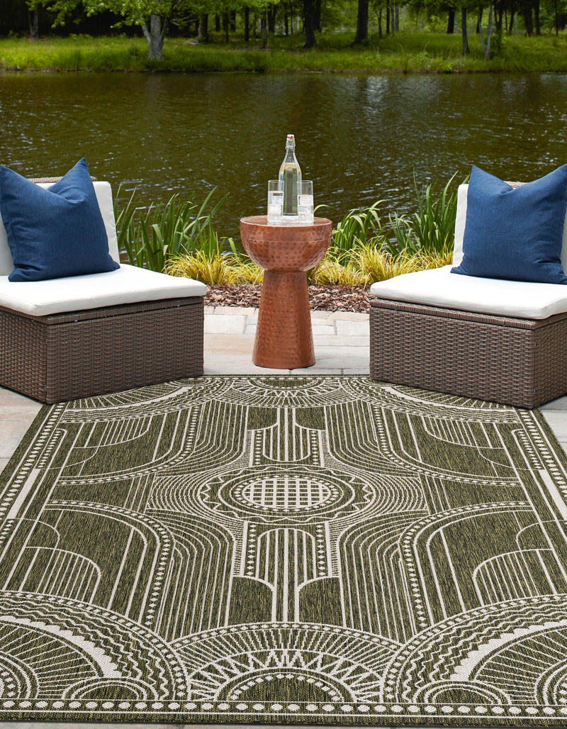 Patio Heritage Collection Area Rug -  Asheville Rectangle Green  lifestyle 11