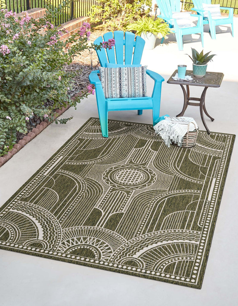 Patio Heritage Collection Area Rug -  Asheville Rectangle Green  lifestyle 15