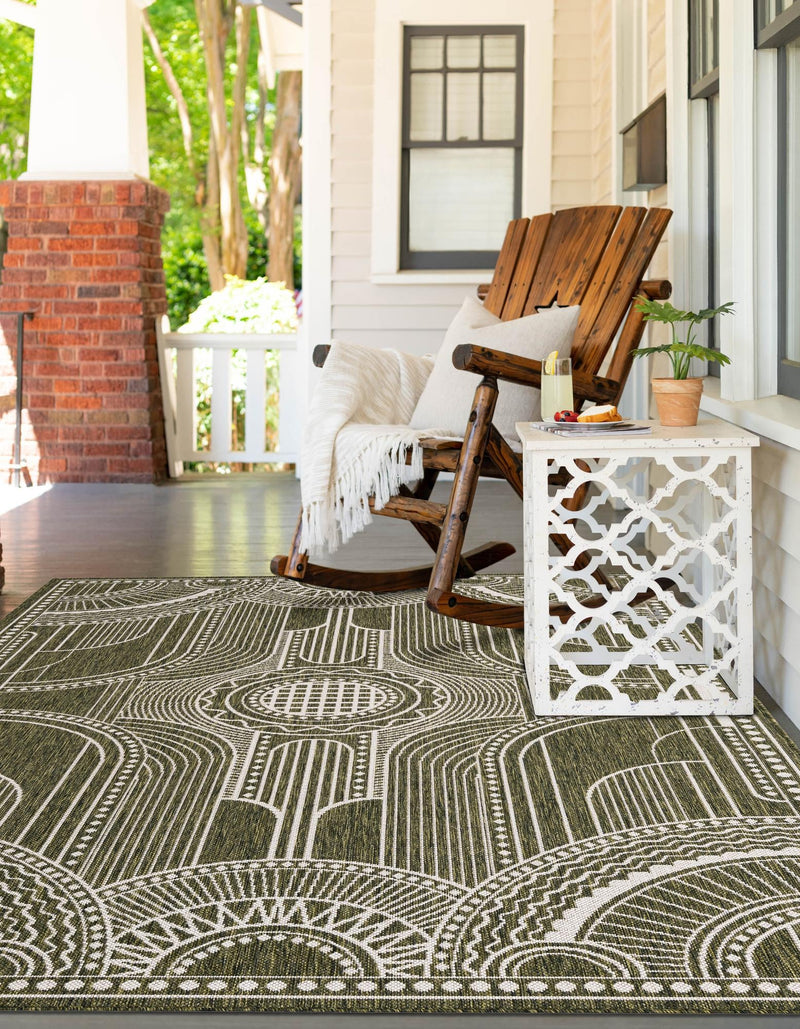 Patio Heritage Collection Area Rug -  Asheville Rectangle Green  lifestyle 19