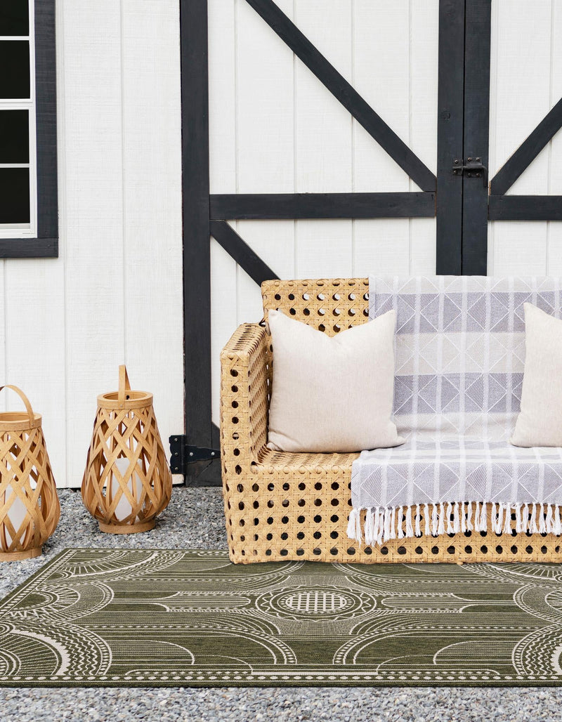 Patio Heritage Collection Area Rug -  Asheville Rectangle Green  lifestyle 31