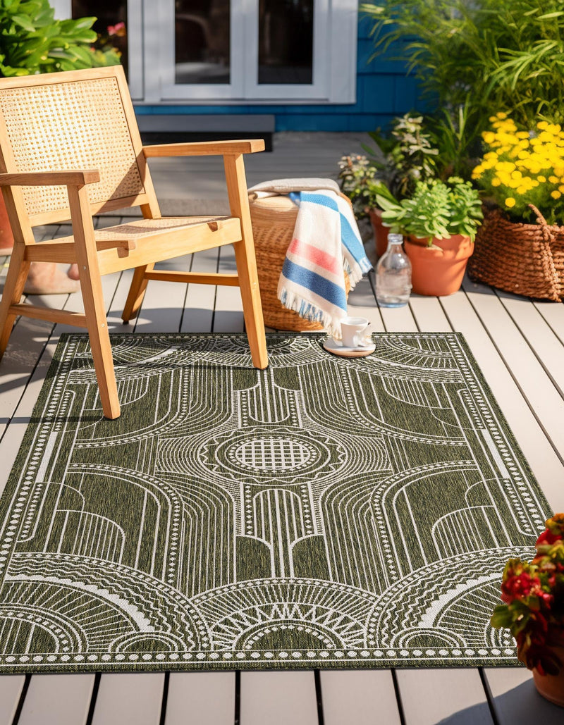 Patio Heritage Collection Area Rug -  Asheville Rectangle Green  lifestyle 35