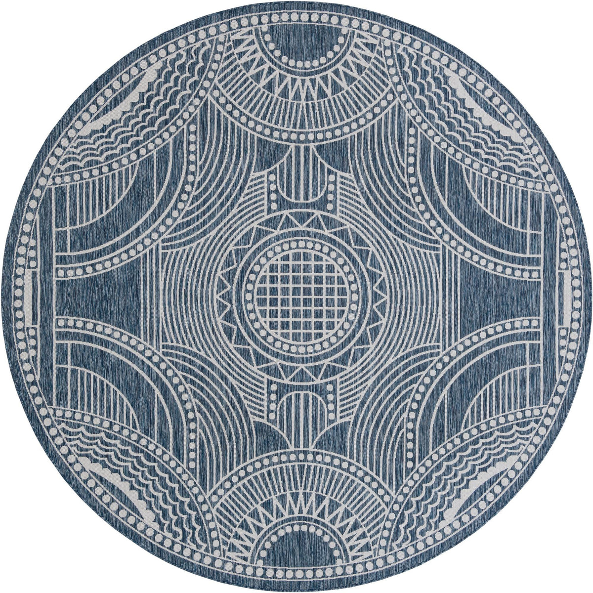 Patio Heritage Collection Area Rug -  Asheville Round Blue  lifestyle 44