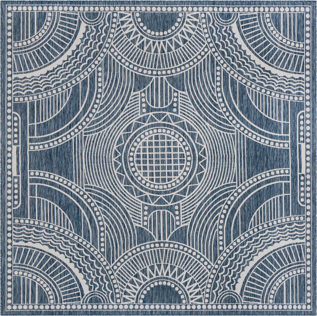 Patio Heritage Collection Area Rug -  Asheville Square Blue  lifestyle 46