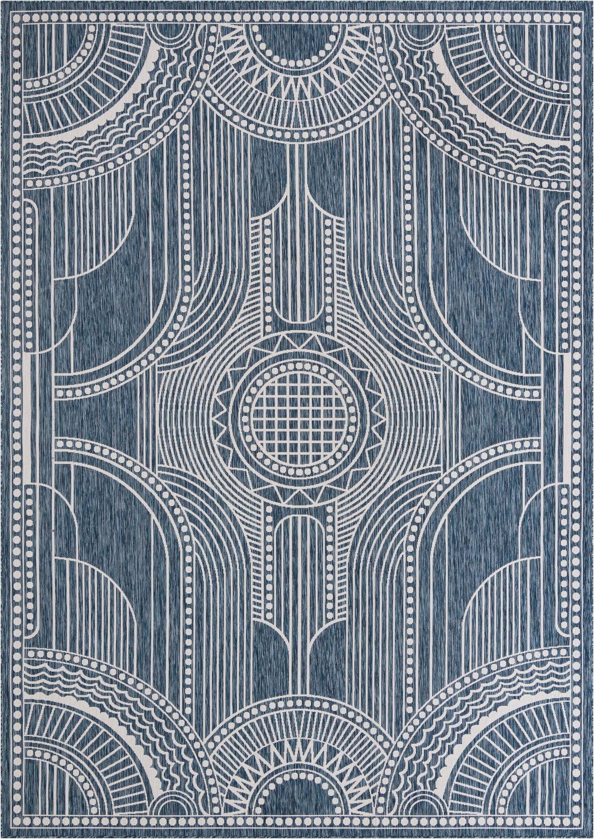 Patio Heritage Collection Area Rug -  Asheville Rectangle Blue  lifestyle 3