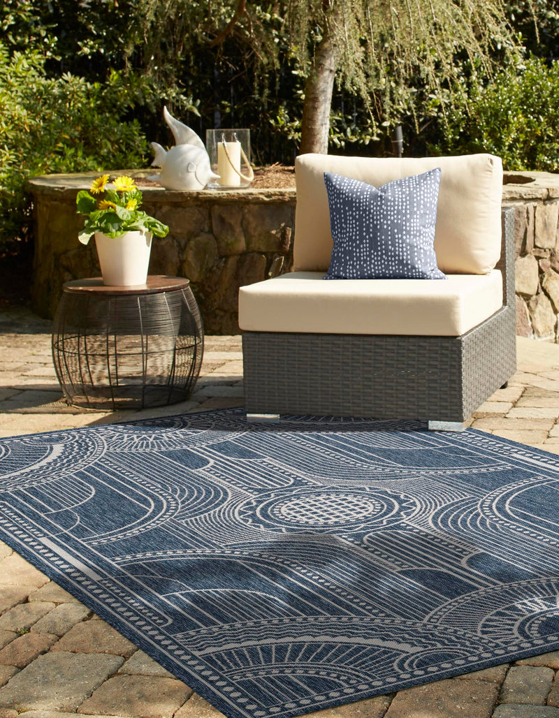 Patio Heritage Collection Area Rug -  Asheville Rectangle Blue  lifestyle 8