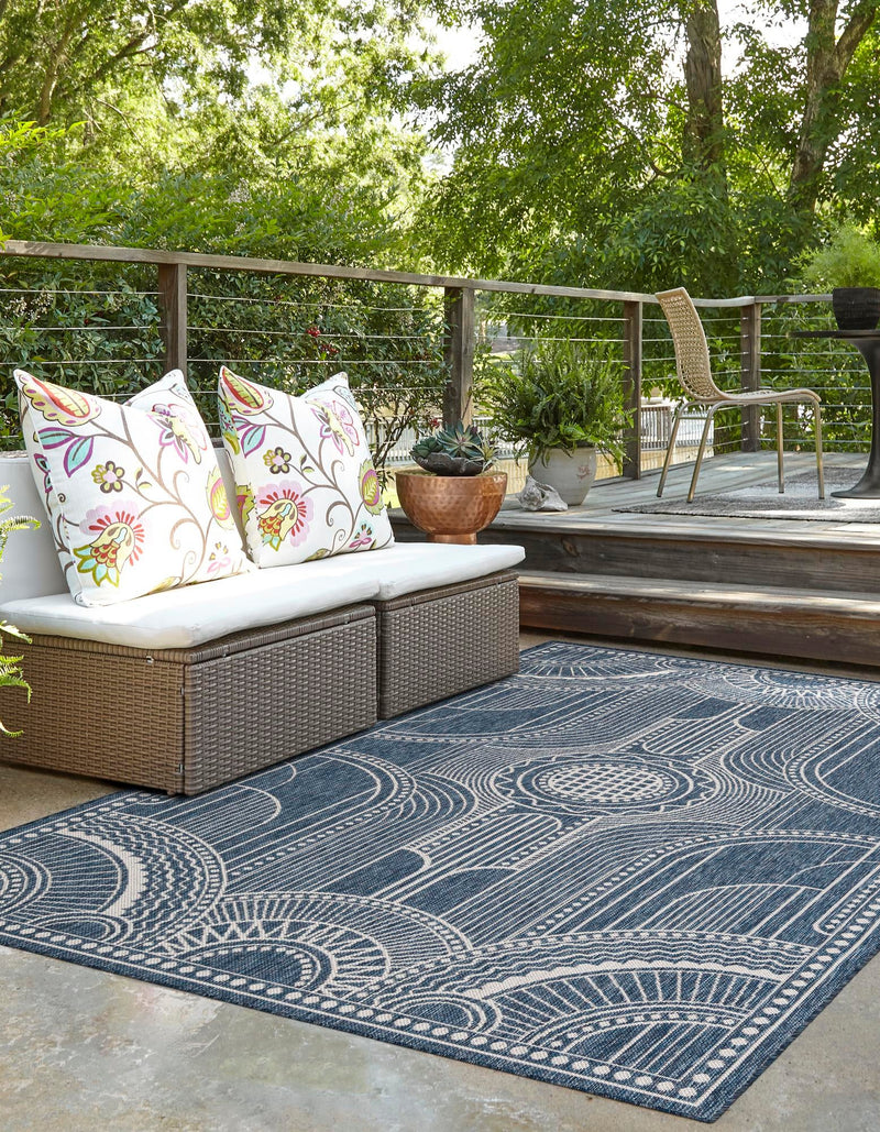Patio Heritage Collection Area Rug -  Asheville Rectangle Blue  lifestyle 12