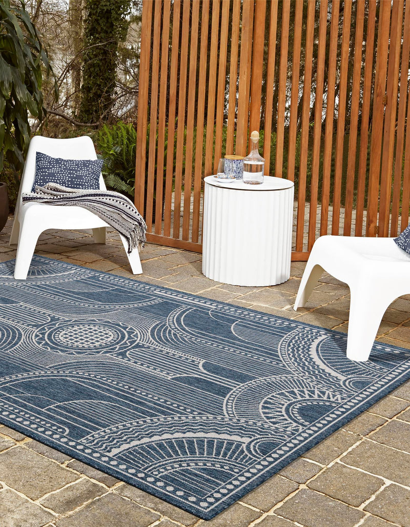 Patio Heritage Collection Area Rug -  Asheville Rectangle Blue  lifestyle 16