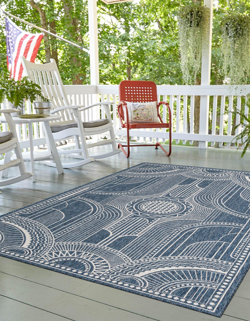 Patio Heritage Collection Area Rug -  Asheville Rectangle Blue  lifestyle 20
