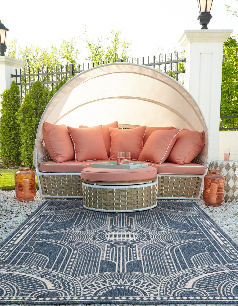 Patio Heritage Collection Area Rug -  Asheville Rectangle Blue  lifestyle 24