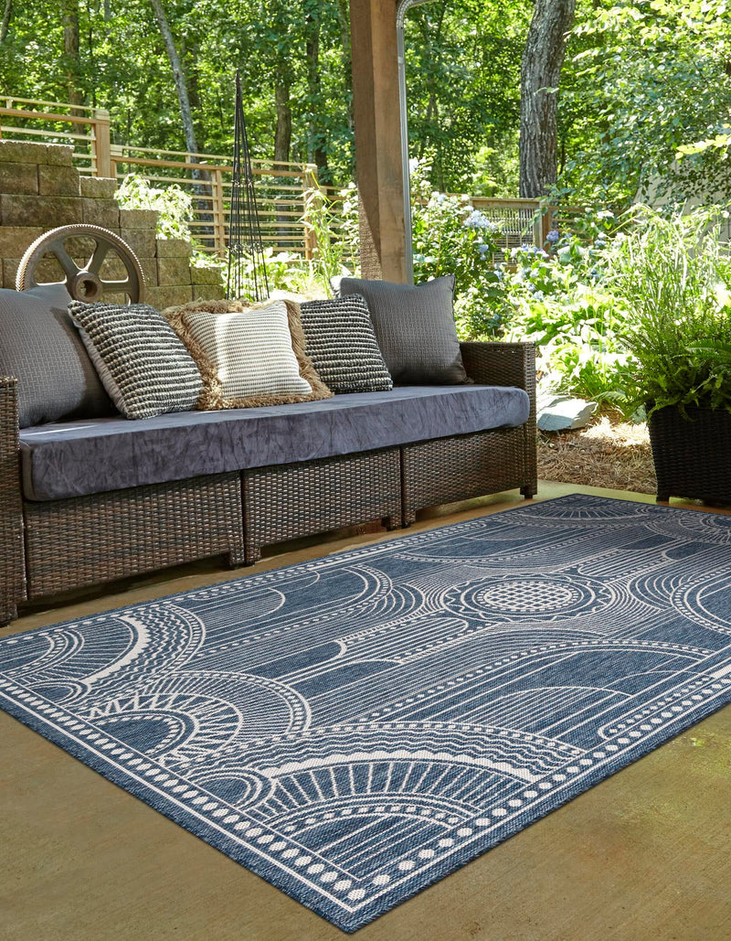 Patio Heritage Collection Area Rug -  Asheville Rectangle Blue  lifestyle 28
