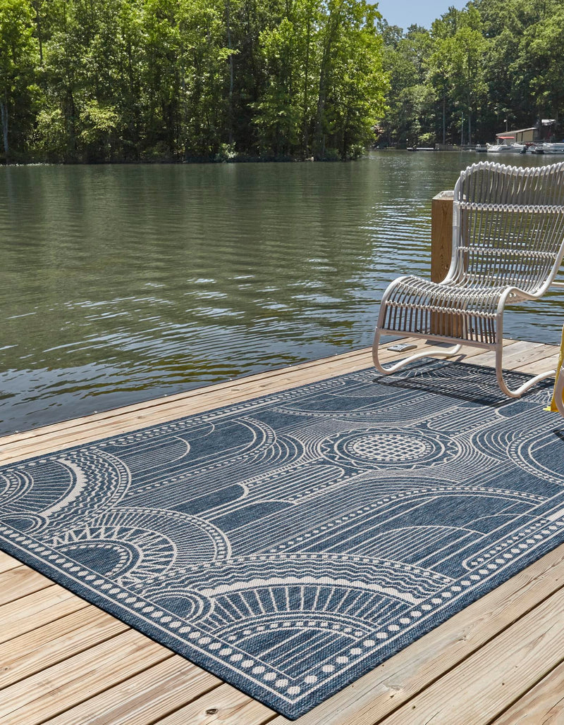 Patio Heritage Collection Area Rug -  Asheville Rectangle Blue  lifestyle 32