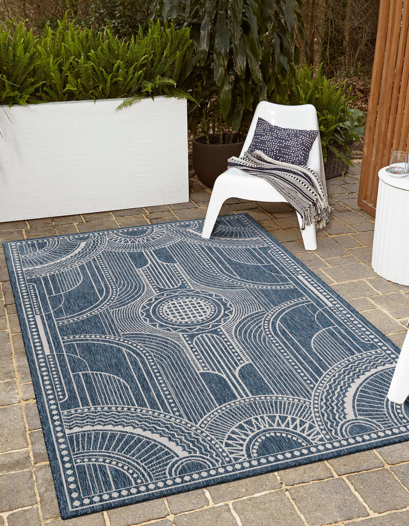Patio Heritage Collection Area Rug -  Asheville Rectangle Blue  lifestyle 36