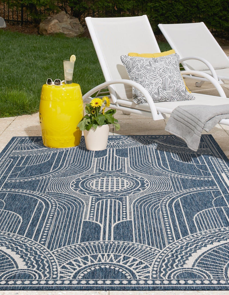 Patio Heritage Collection Area Rug -  Asheville Rectangle Blue  lifestyle 41