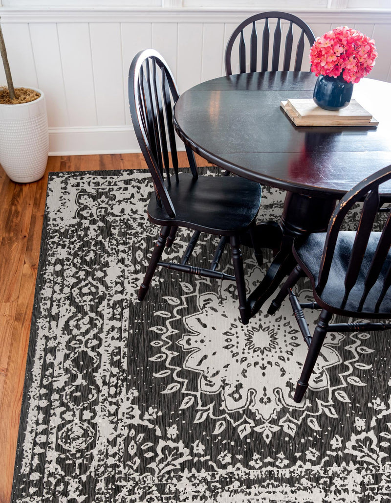 Patio Heritage Collection Area Rug -  Lafayette (Black and White) Square Black and White  lifestyle 28