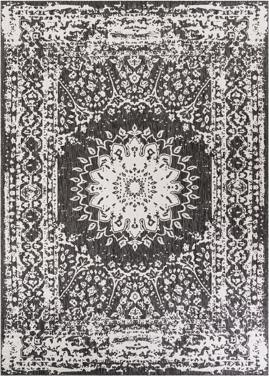 Patio Heritage Collection Area Rug -  Lafayette (Black and White) Rectangle Black and White Main