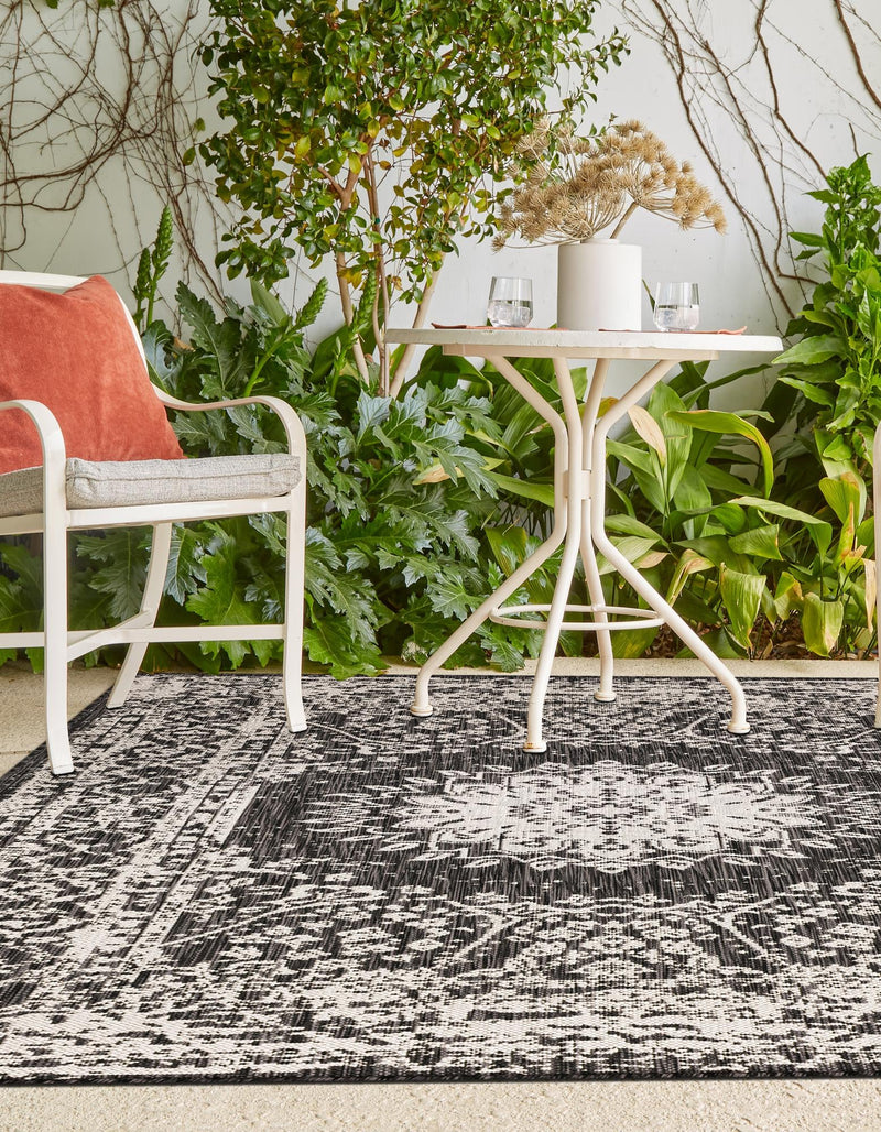 Patio Heritage Collection Area Rug -  Lafayette (Black and White) Rectangle Black and White  lifestyle 9