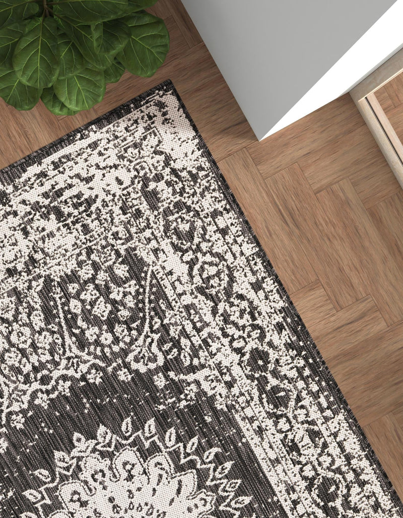 Patio Heritage Collection Area Rug -  Lafayette (Black and White) Rectangle Black and White  lifestyle 10