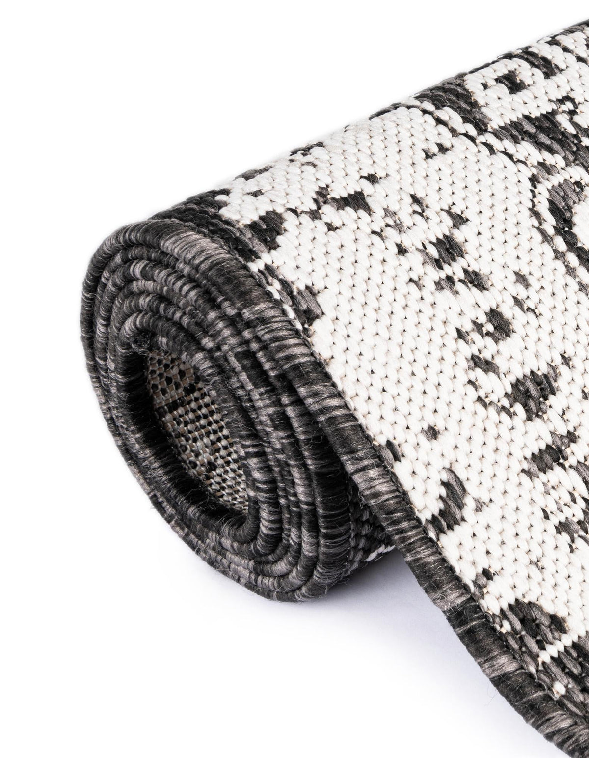Patio Heritage Collection Area Rug -  Lafayette (Black and White) Round Black and White  lifestyle 51