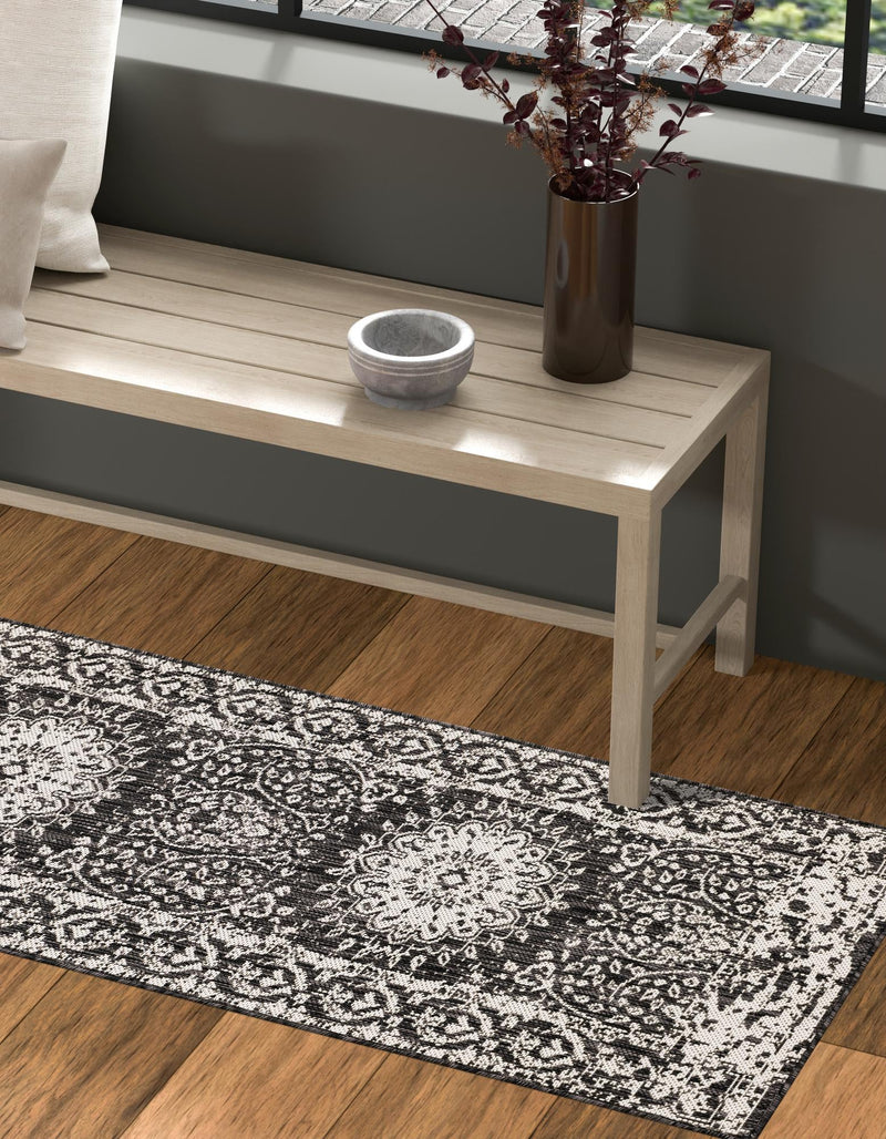 Patio Heritage Collection Area Rug -  Lafayette (Black and White) Runner Black and White  lifestyle 29