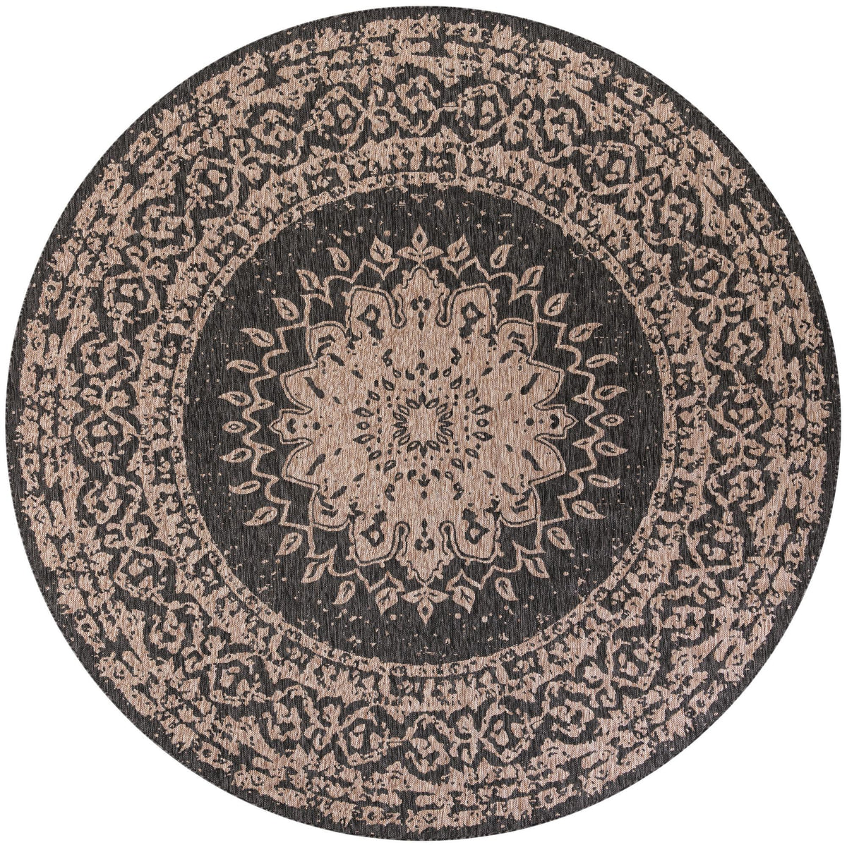Patio Heritage Collection Area Rug -  Lafayette (Black) Round Black  lifestyle 13