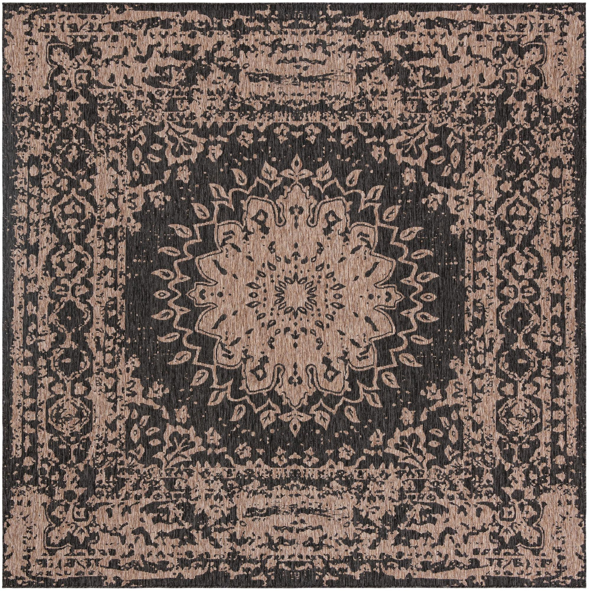 Patio Heritage Collection Area Rug -  Lafayette (Black) Square Black  lifestyle 11
